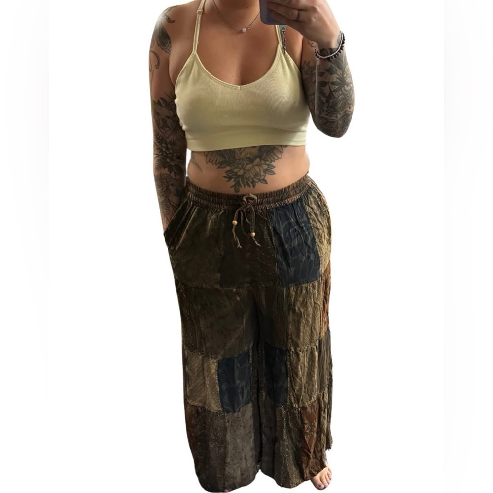 Patchwork Retro Revival Long Flared Pants